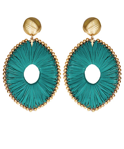 EP48648 Raffia Oval Dangle Earrings