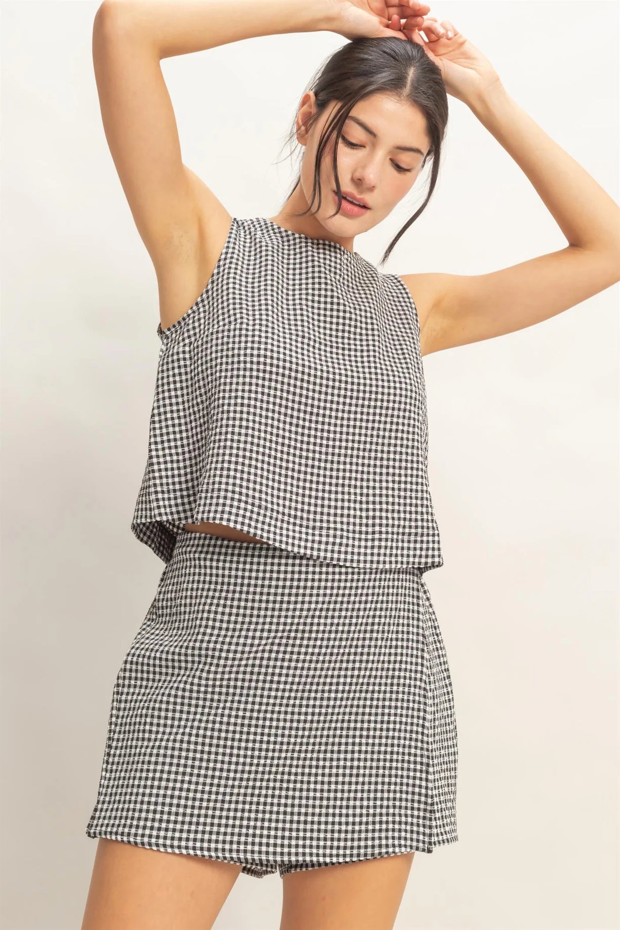 DZ26C688-SET Gingham Checkered Set