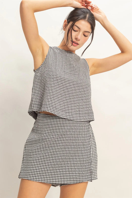 DZ26C688-SET Gingham Checkered Set