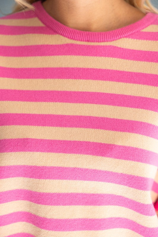 36840 Stripe Bubble Sleeve Top