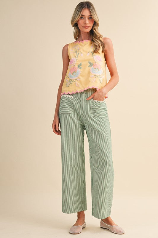 MP4663 Striped Wide Leg Pants