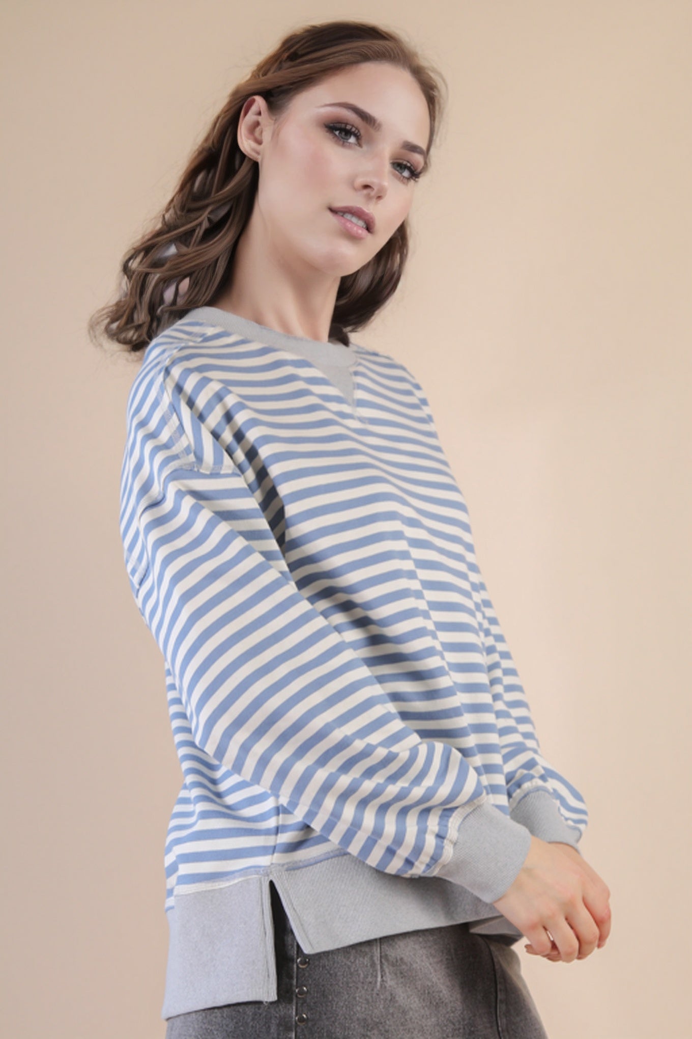 NT11927 Oversized Stripe Top