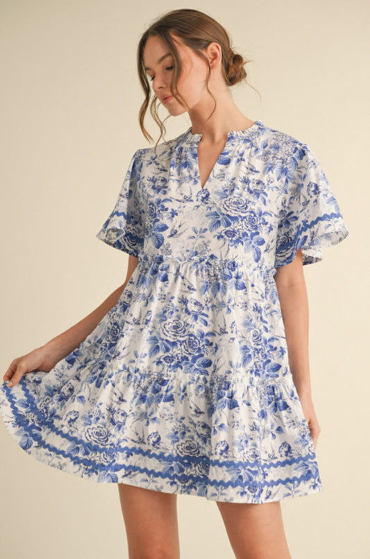 G13000-1-Plus Curvy Printed Babydoll Dress