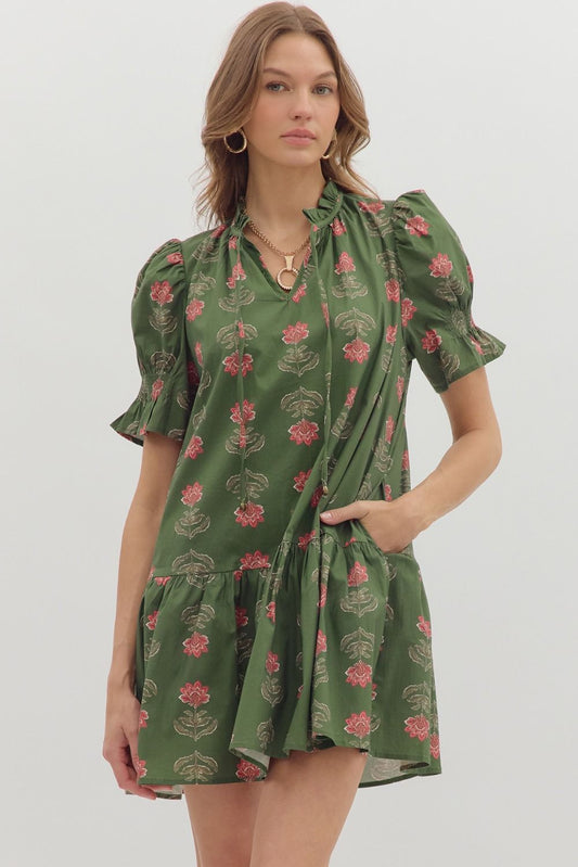 D26288 Floral Print Mini Dress