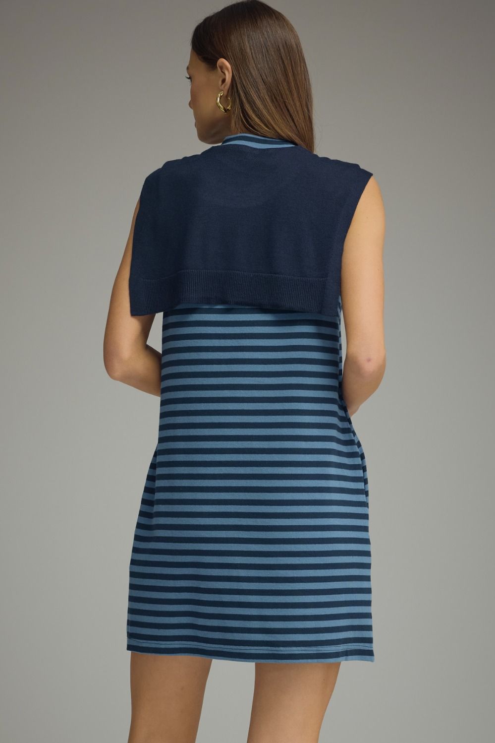 D32703 Sweater Overlay Detail Mini Dress