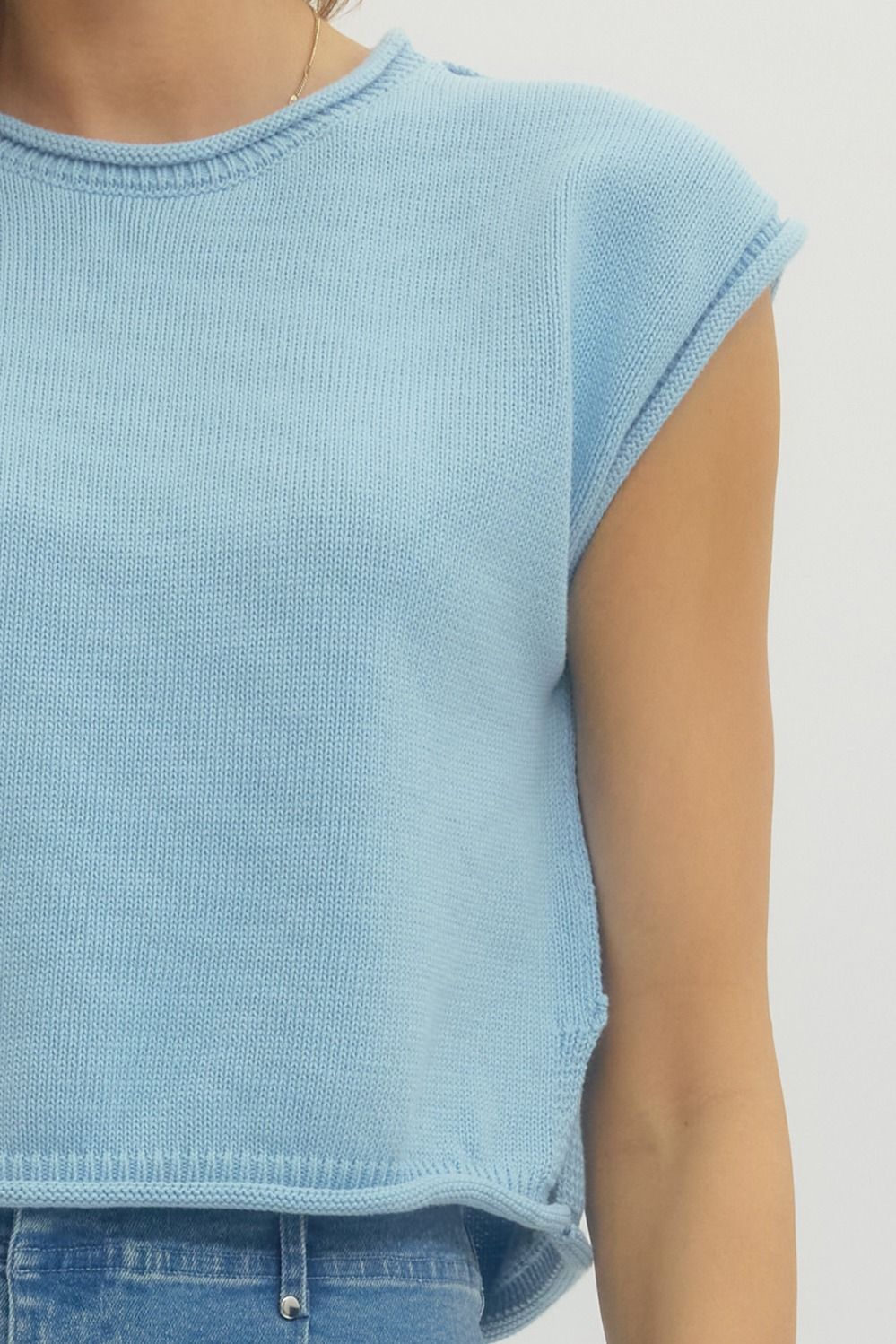 T29184 Solid Cap Sleeve Top