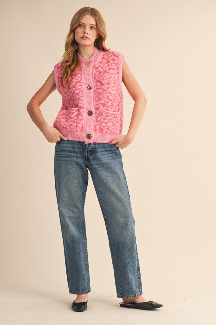 MSW11240 Leopard Sweater Vest