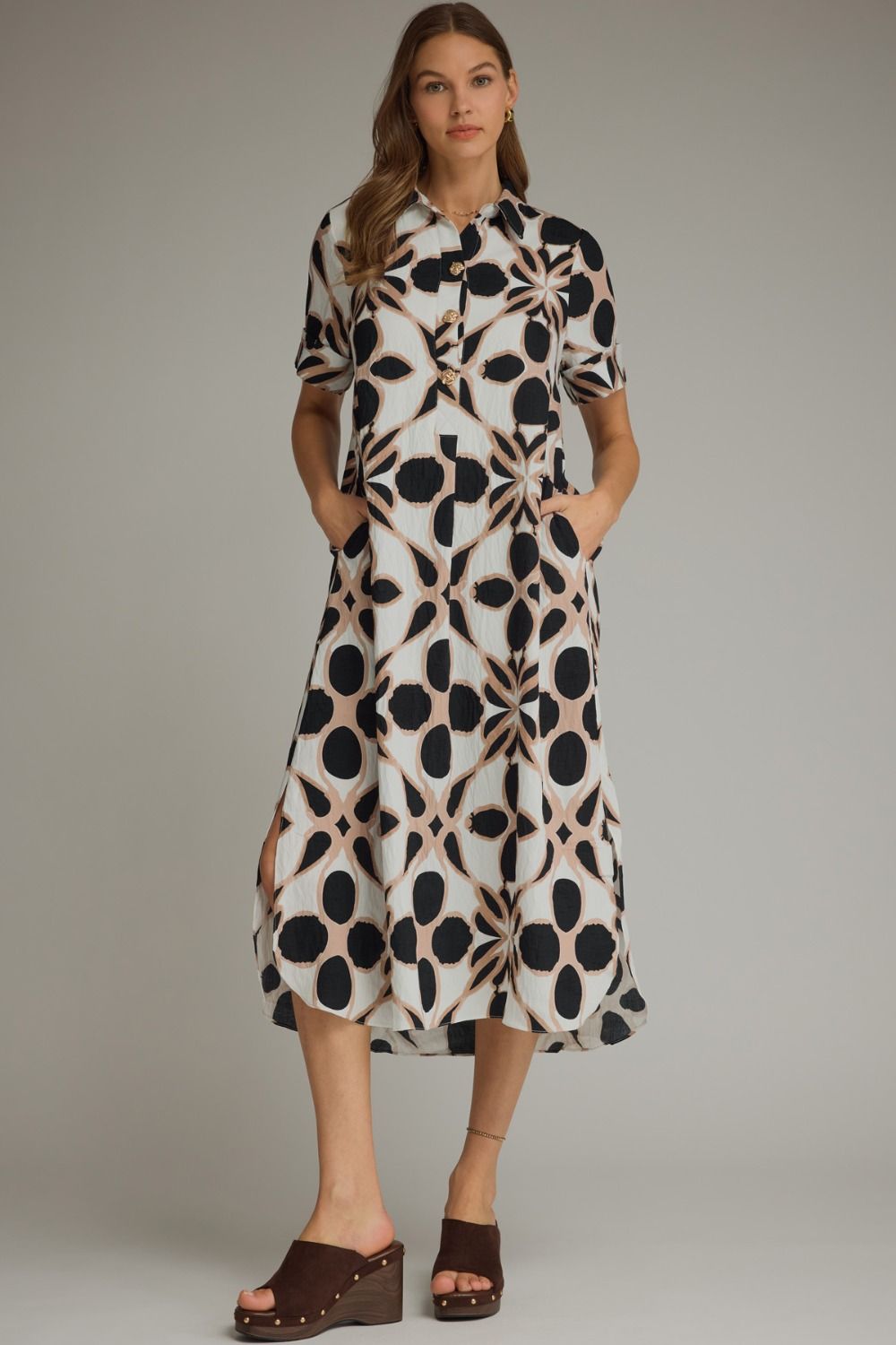 D29514 Printed Midi Dress