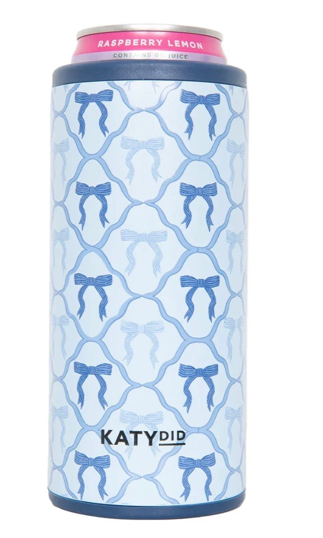 Blue Coquette Bows Slim Can Holder