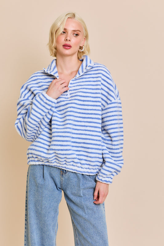 IT4809-2 Striped Quarter Zip Pullover