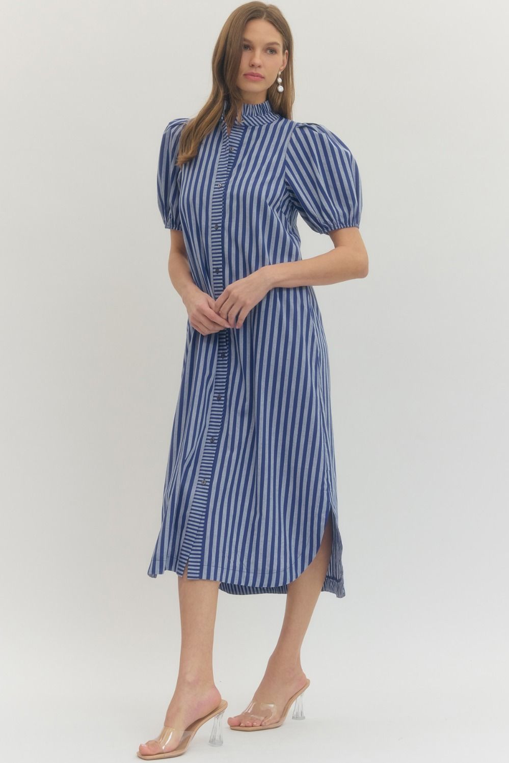D27601 Stripe Print Midi Dress