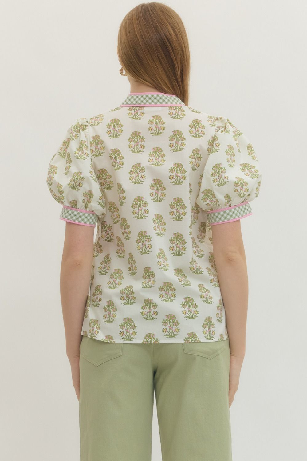 T29707 Floral Puff Sleeve Top