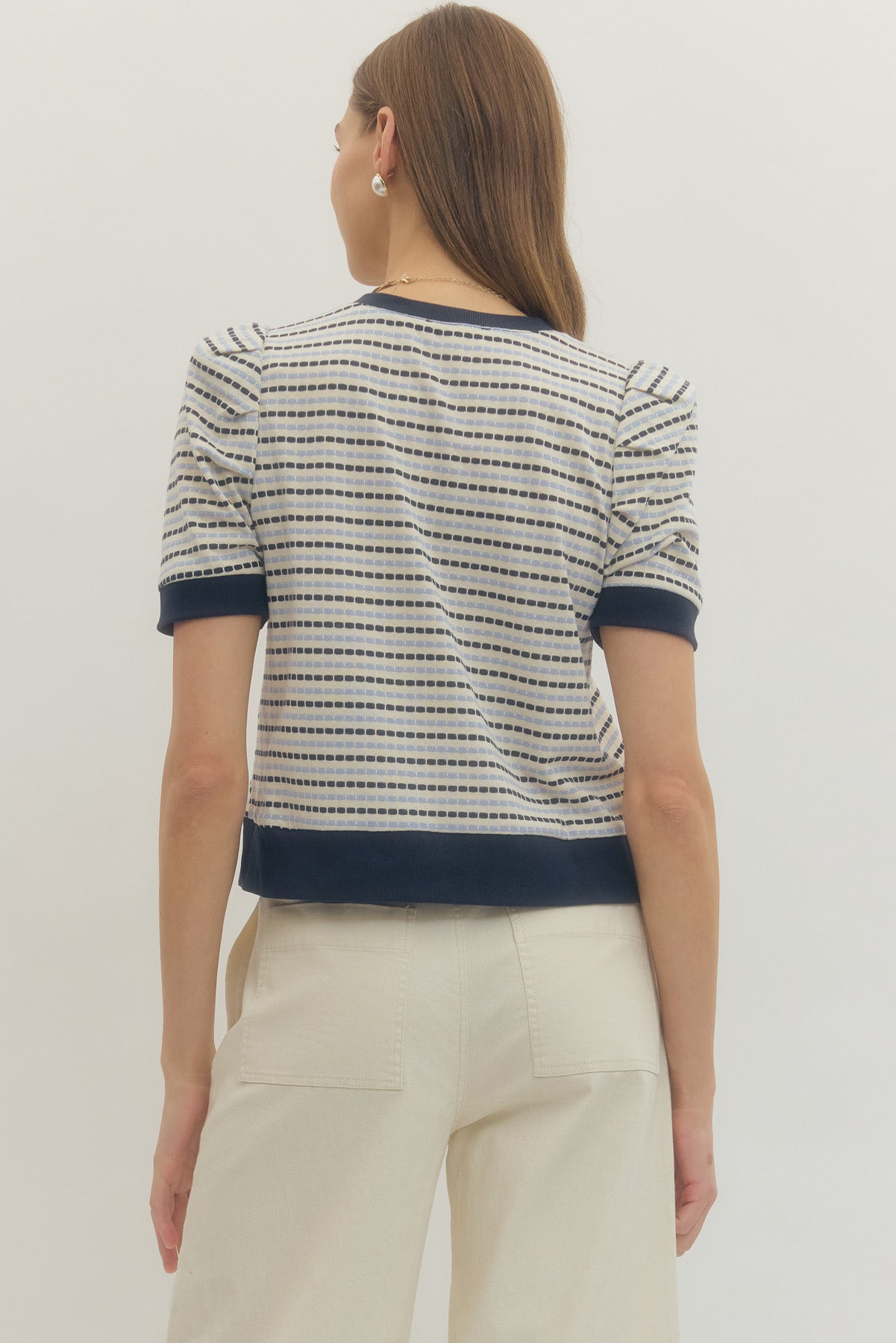 T30445 Two Tone Striped Top