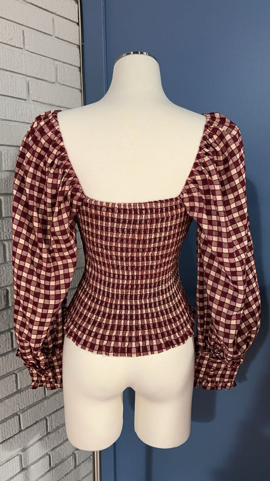 MTP9523 Smocked Check Top