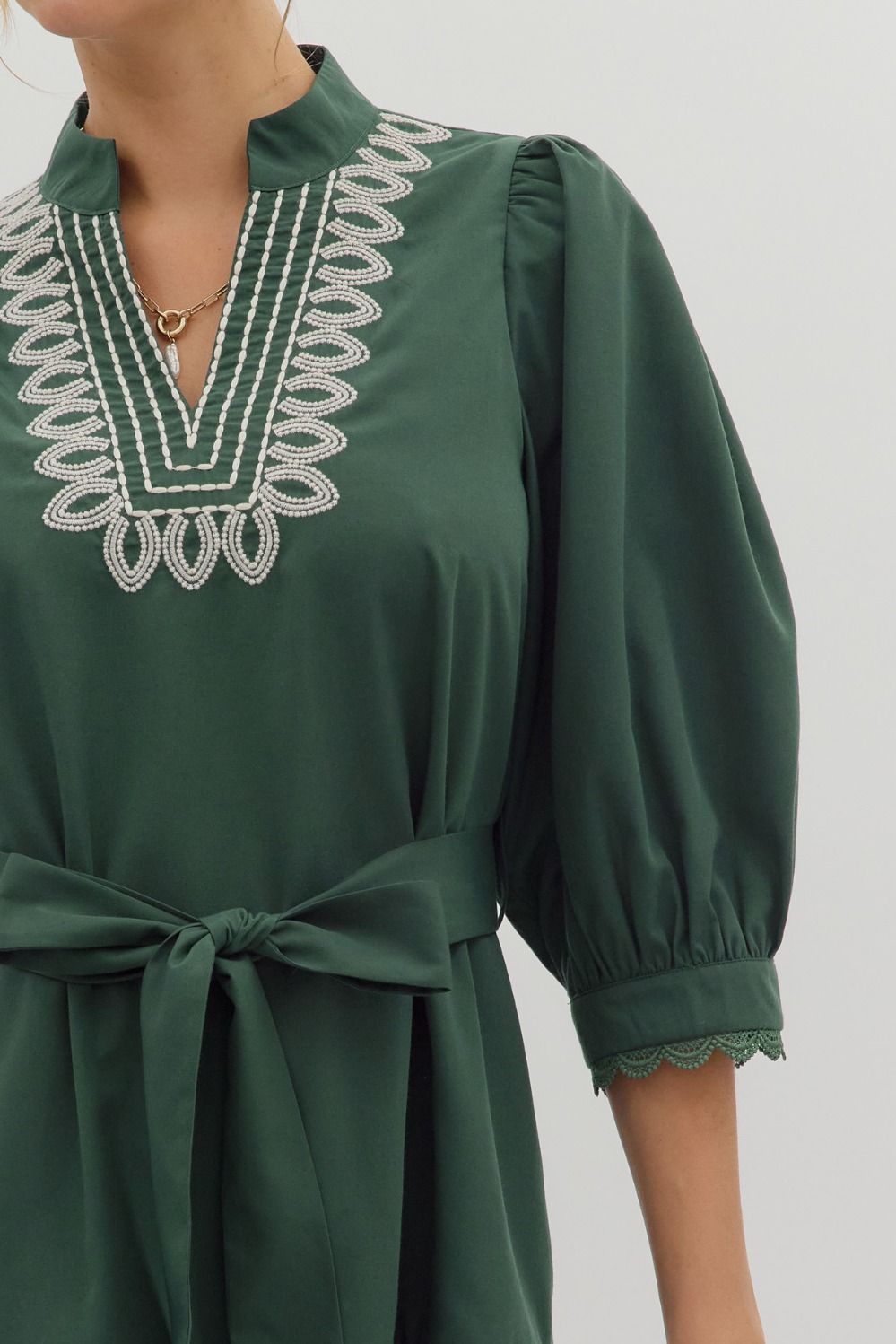 D27990 Solid 3/4 Sleeve Mini Dress