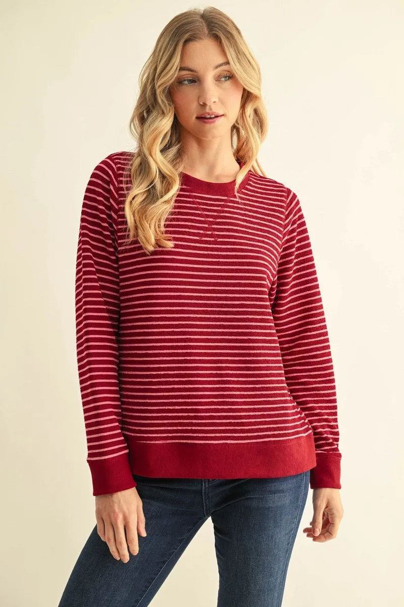 G16178 Textured Stripe Fabric Sweatshirt