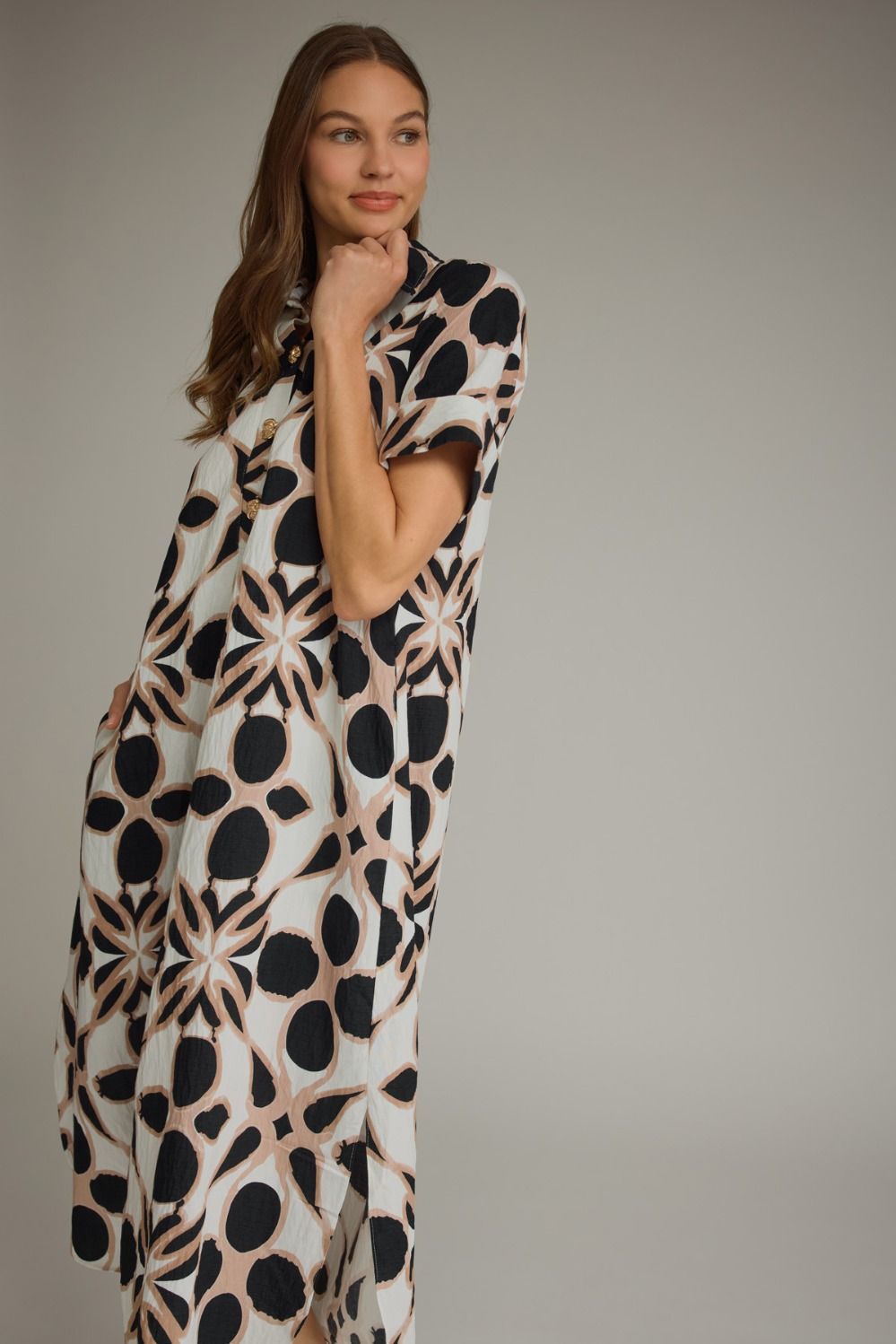 D29514 Printed Midi Dress