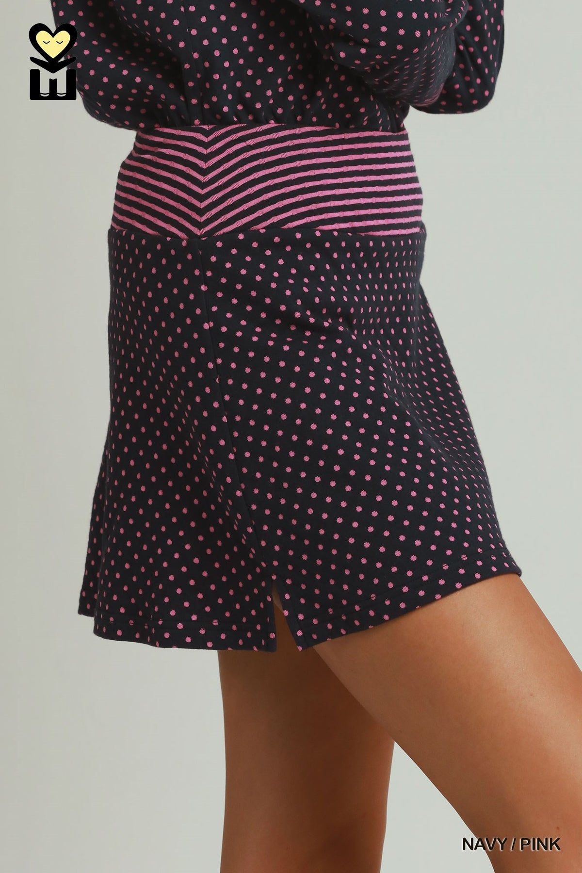 H1157 Polka Dot and Stripe Skort