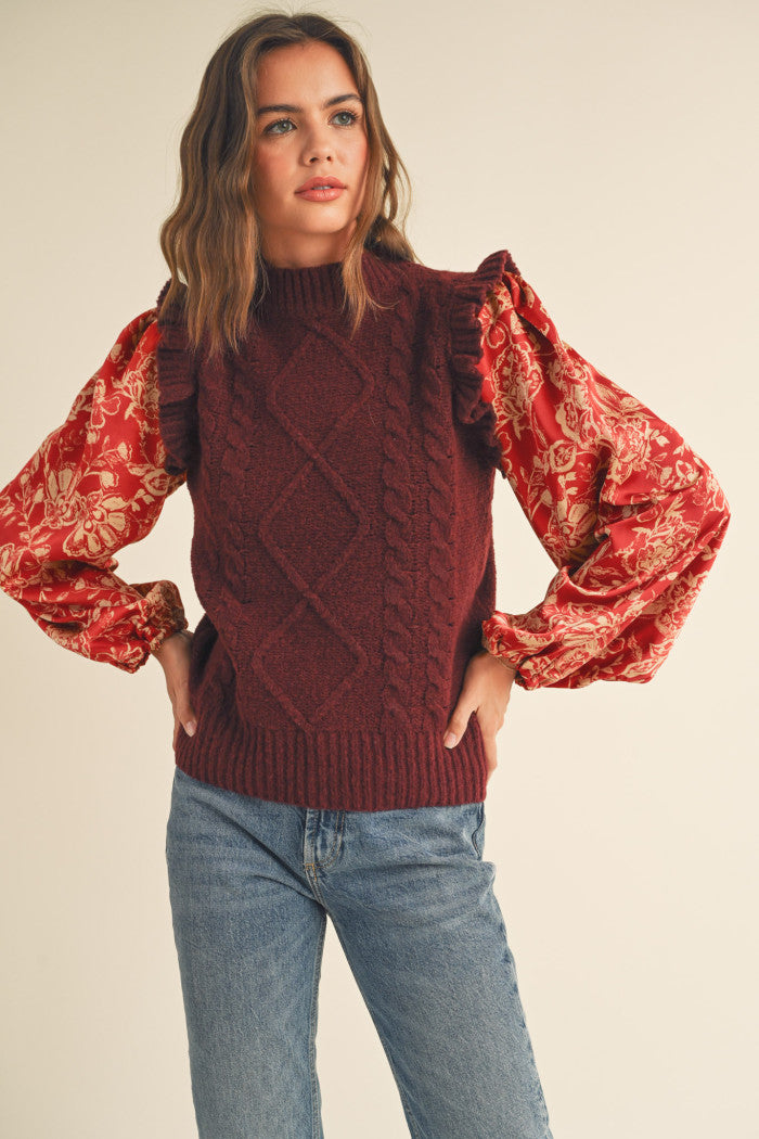 MSW10404 Mixed Media Sweater Top