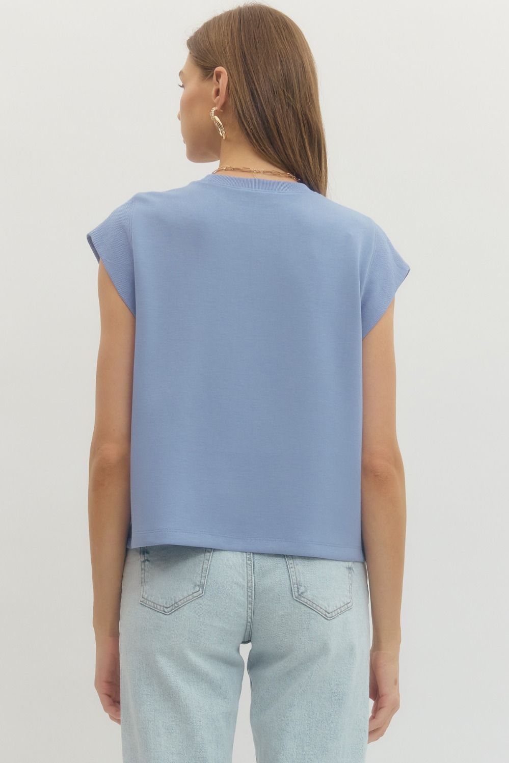 T28380 Solid Cap Sleeve Top