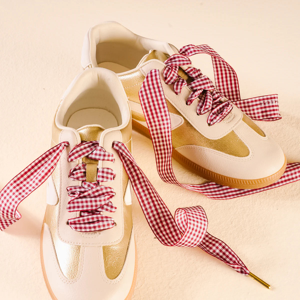 Gingham Burgundy Step It Up Shoelaces