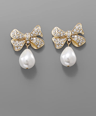 EP38465 Bow and Pearl Earrings