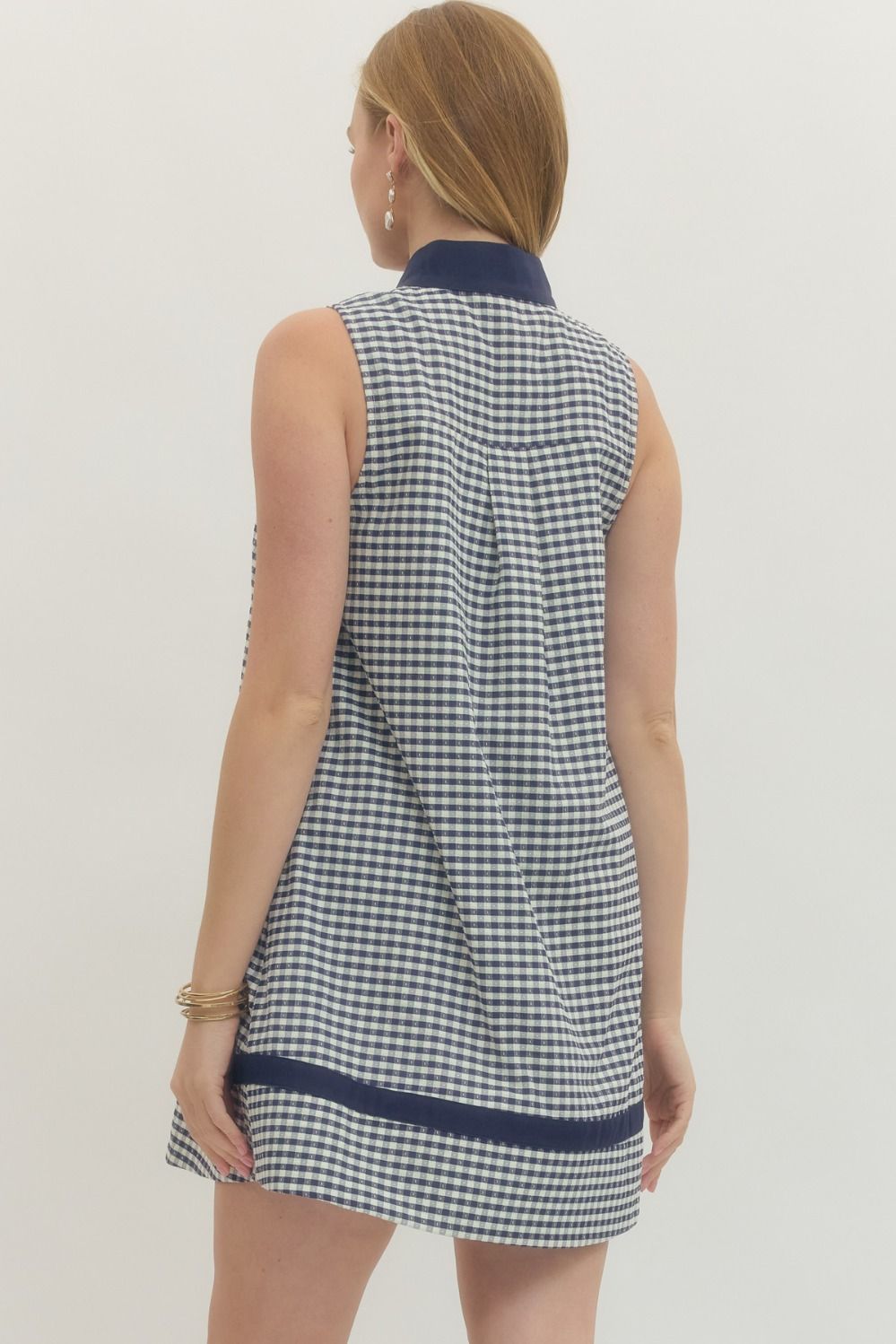 D30290 Sleeveless Gingham Mini Dress