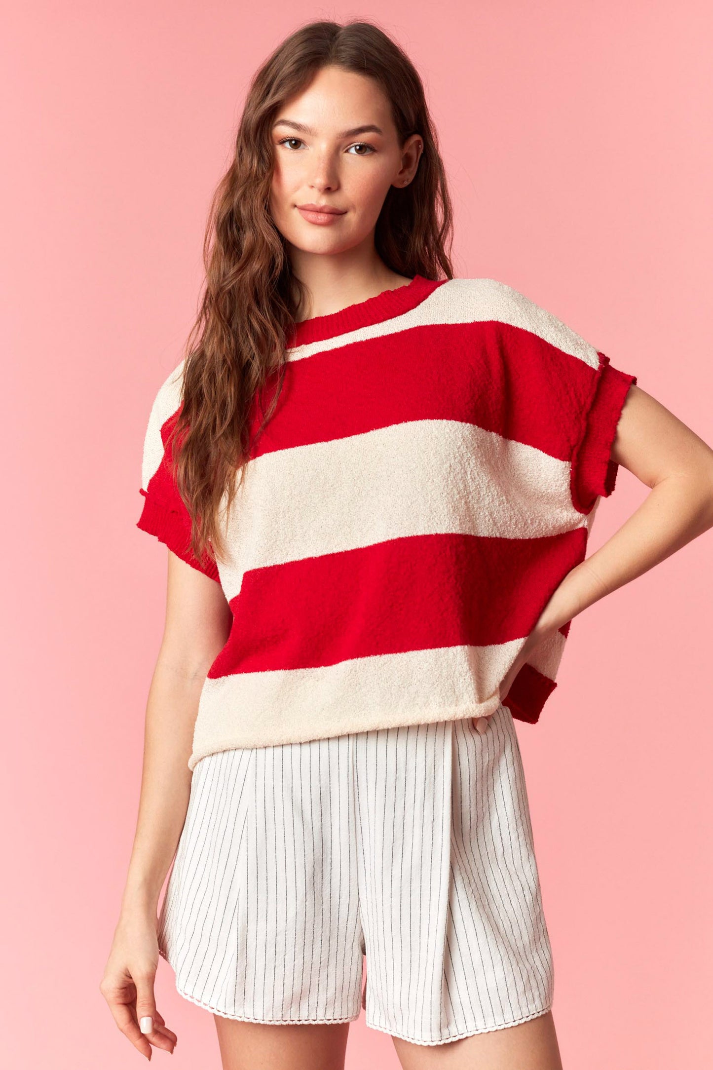 IKT201007-01 Wide Stripe Open Back Top