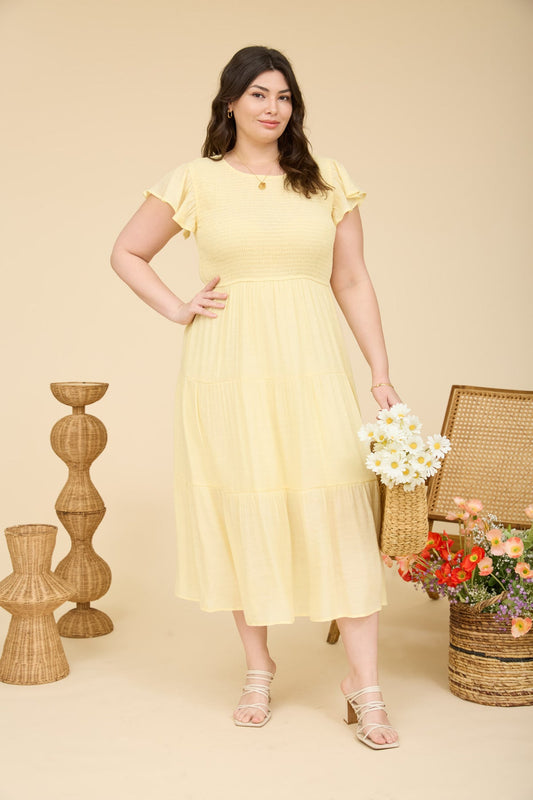 PCR2847 Curvy Tiered Midi Dress