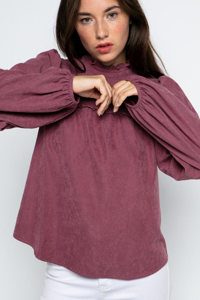 MTP8907 Smocked Yoke Detail Blouse