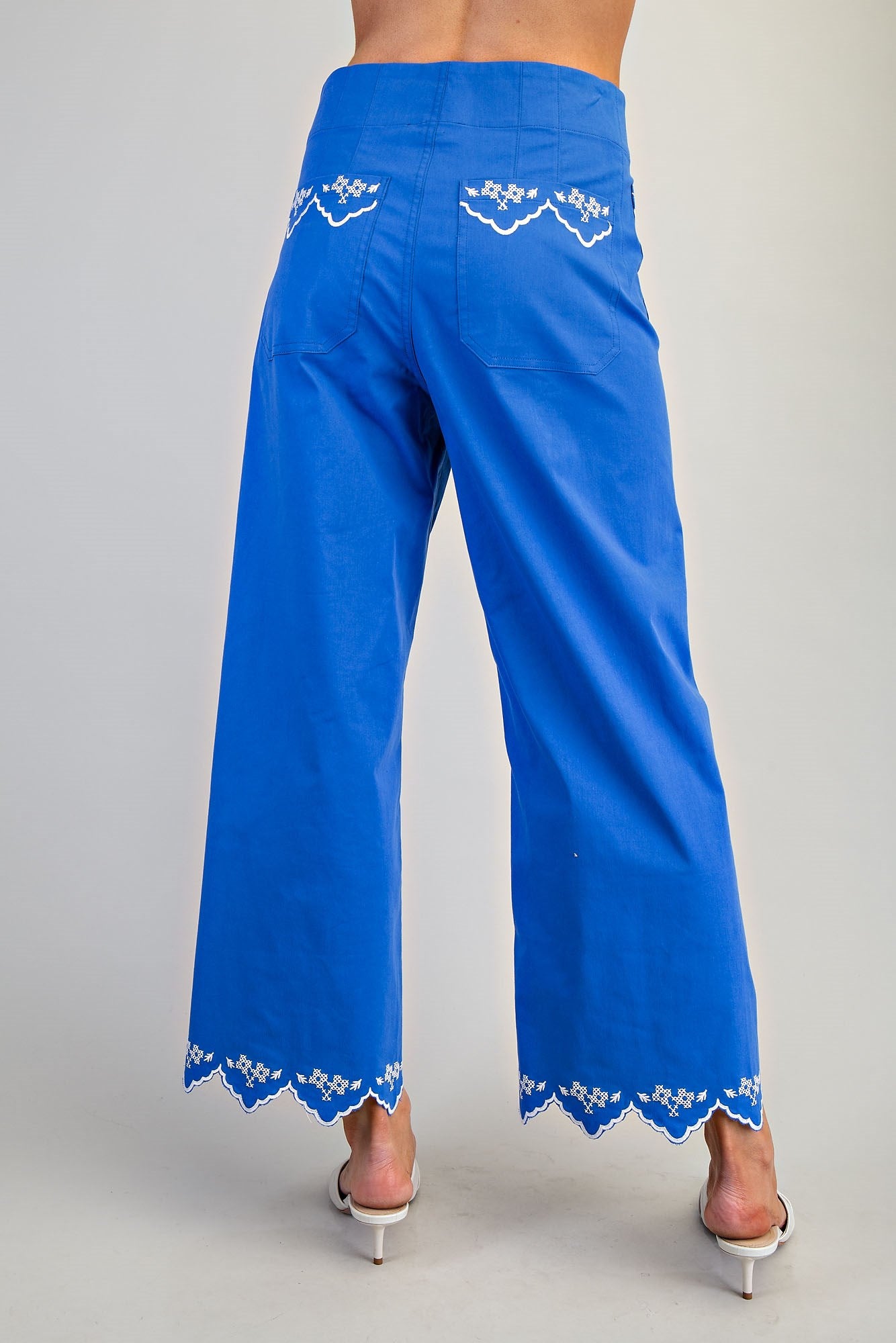 PH15529 Scallop Embroidered Trimmed Pants