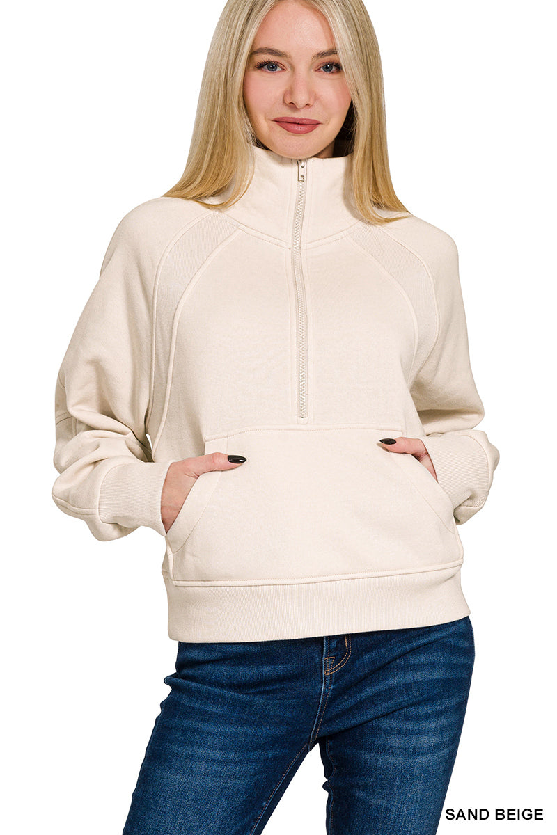 OT-4360Y Fleece Half-Zip Kangaroo Pocket Sweatshirt