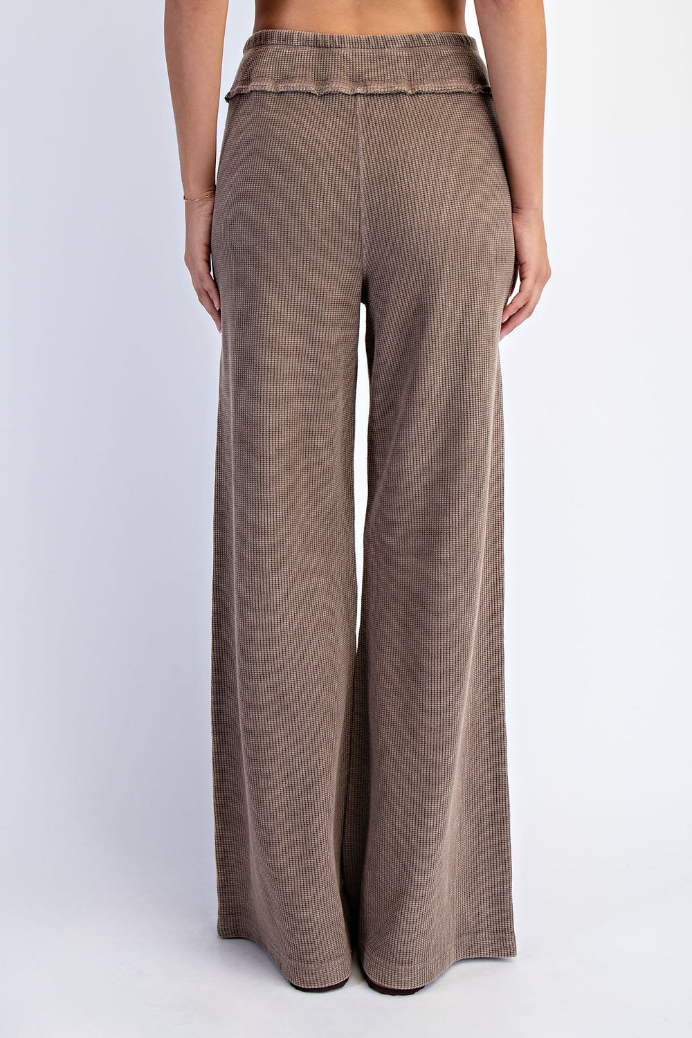 P6449 Mineral Washed Honeycomb Wide Leg Pants