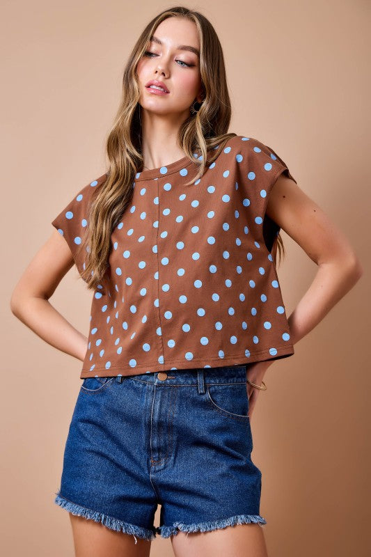 A4756 Polka Dot Back Cutout Detail Top