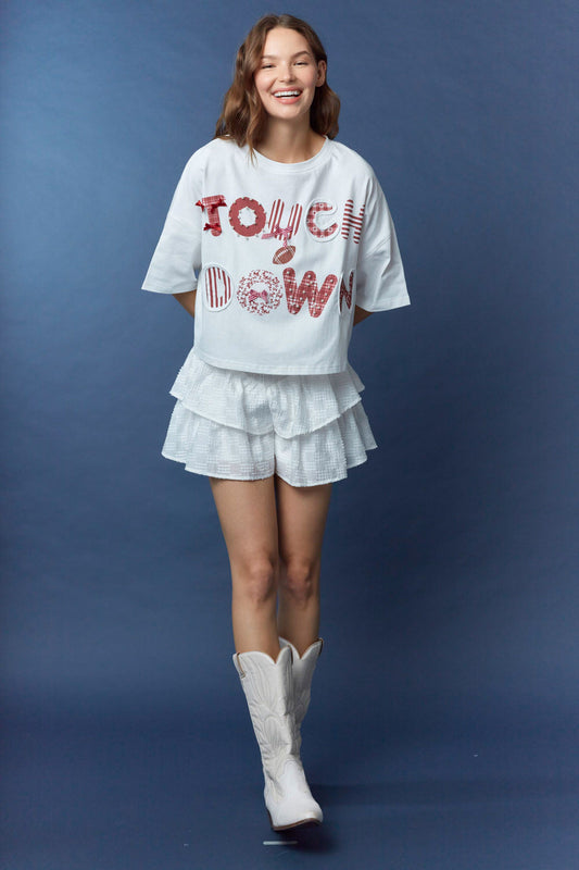 IKT39652-05 Touchdown Oversized Cropped Tee