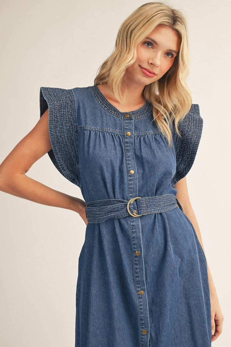 R7267 Midi Length Denim Dress