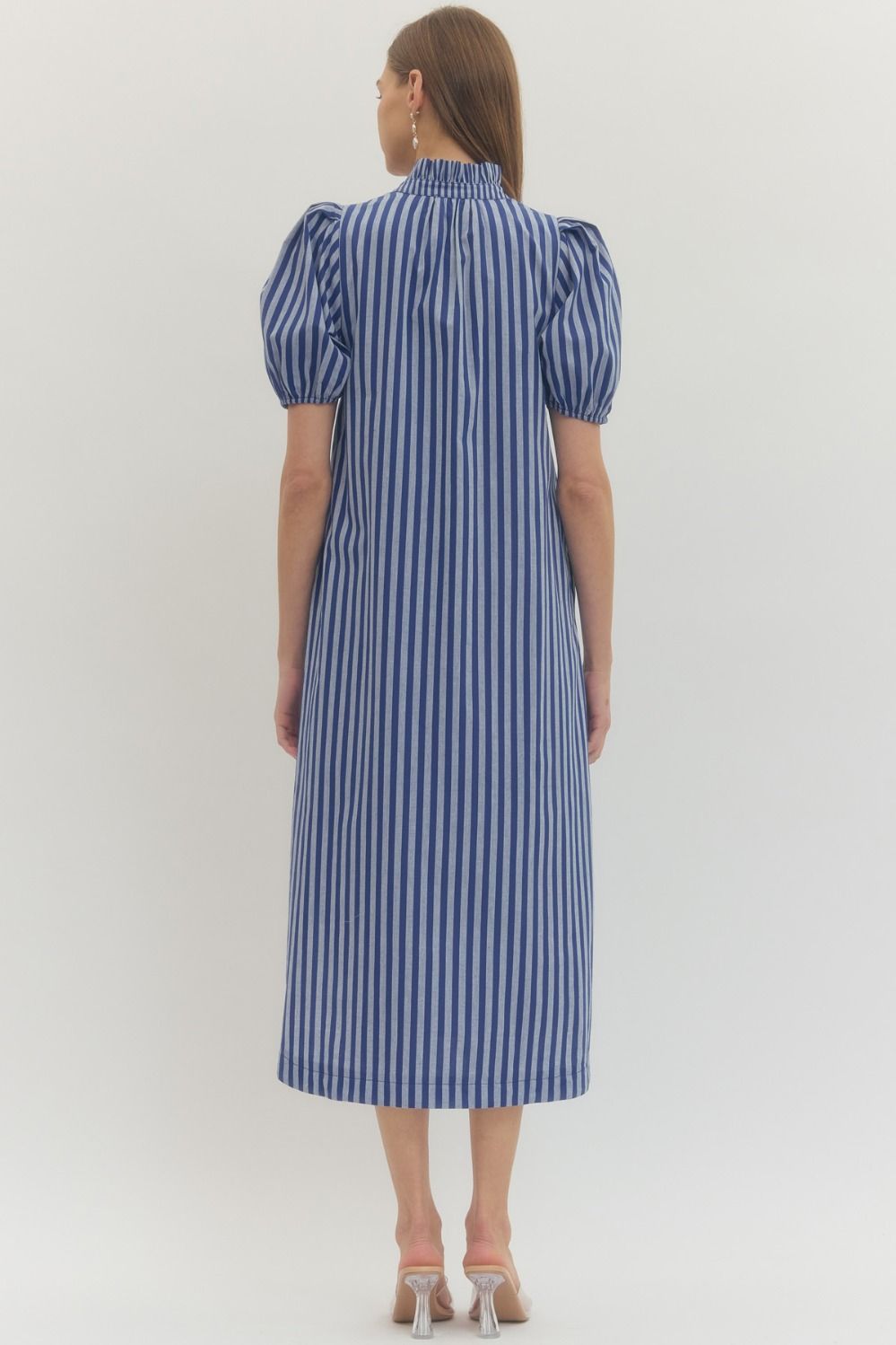 D27601 Stripe Print Midi Dress