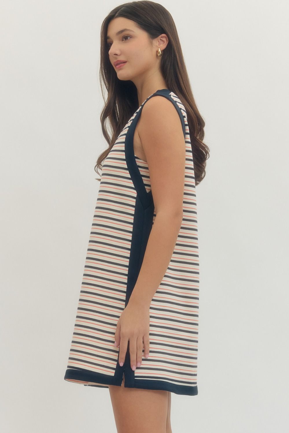 D29951 Striped Sleeveless Mini Dress