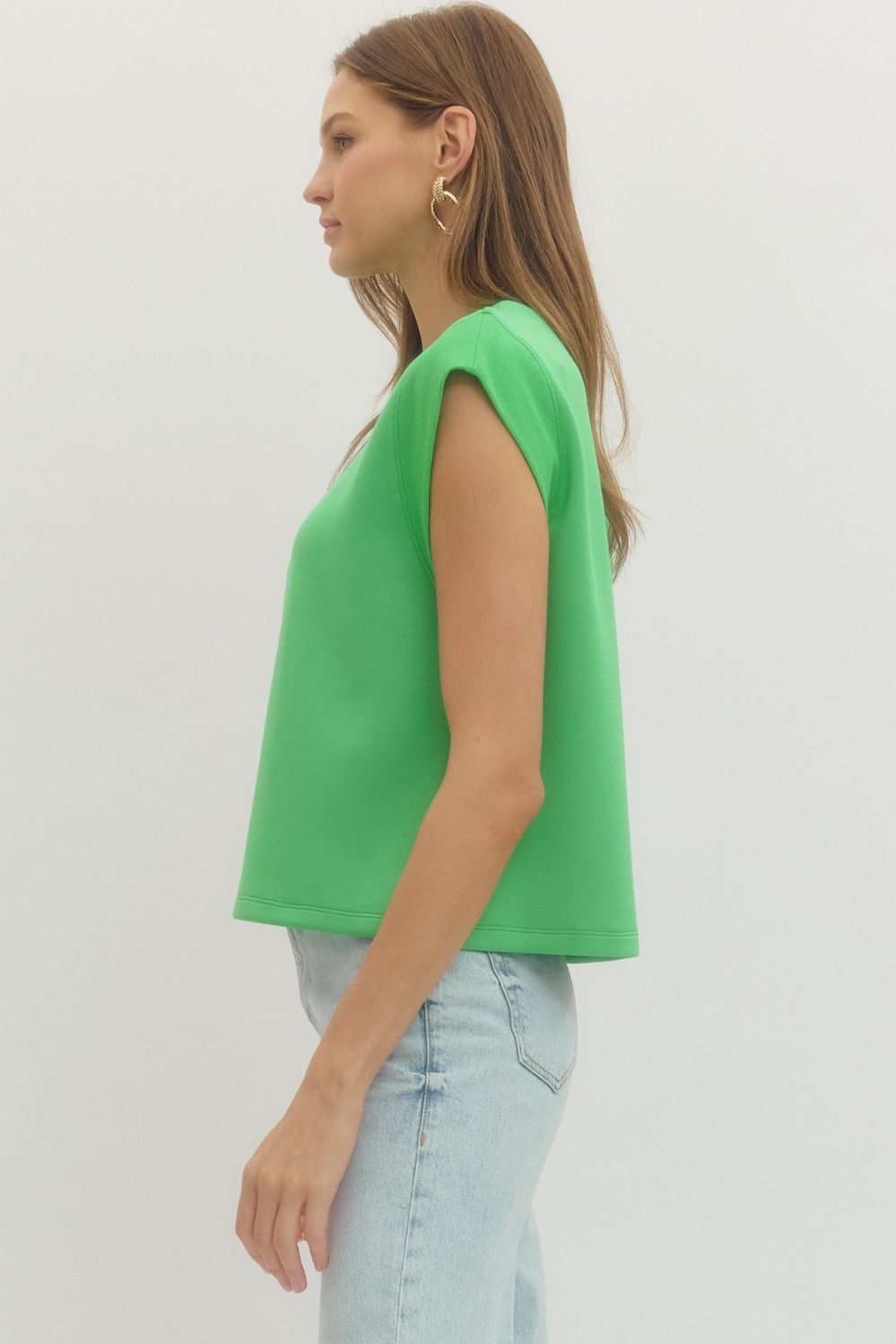 T28380 Solid Cap Sleeve Top