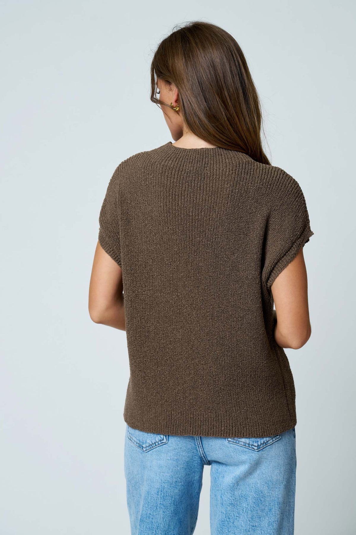 B6FT1035 Pocket Detail Short Sleeve Sweater