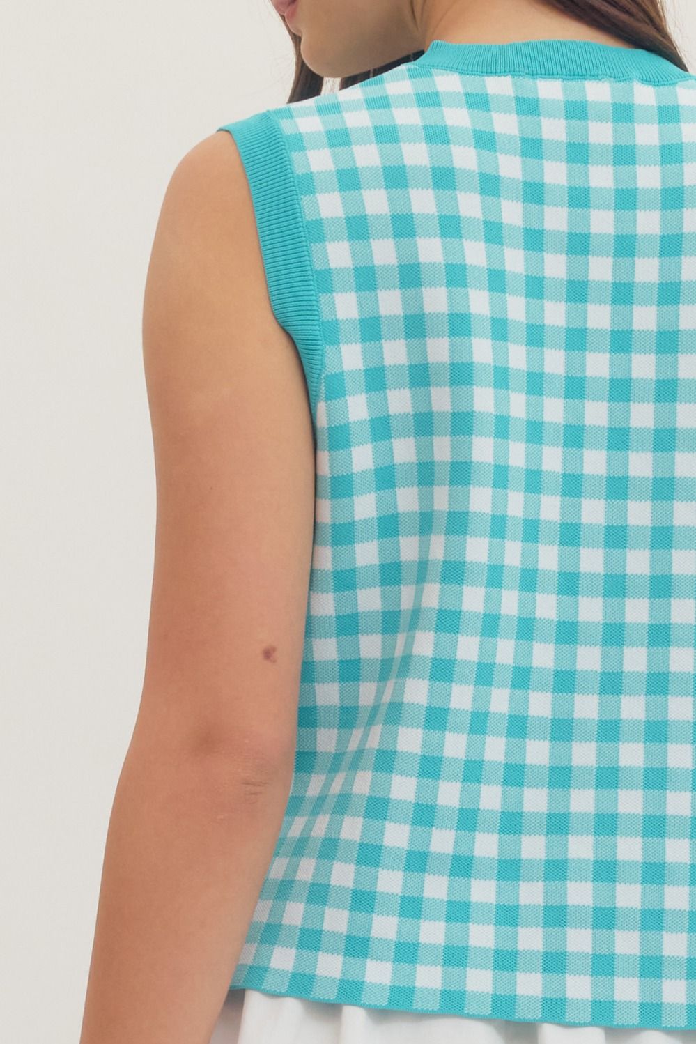 T30793 Gingham Sleeveless Top
