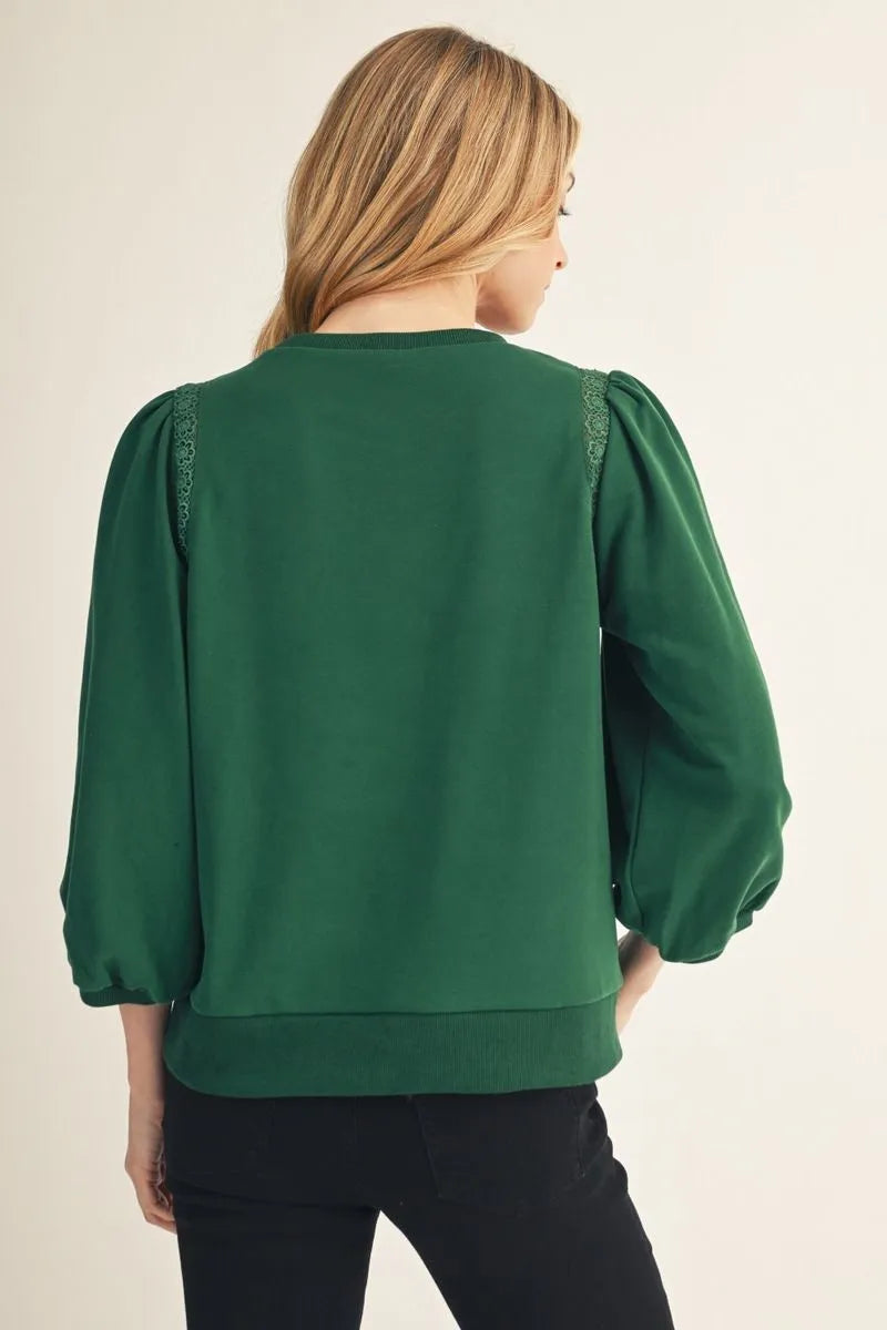 M51239 3/4 Sleeve Solid Top