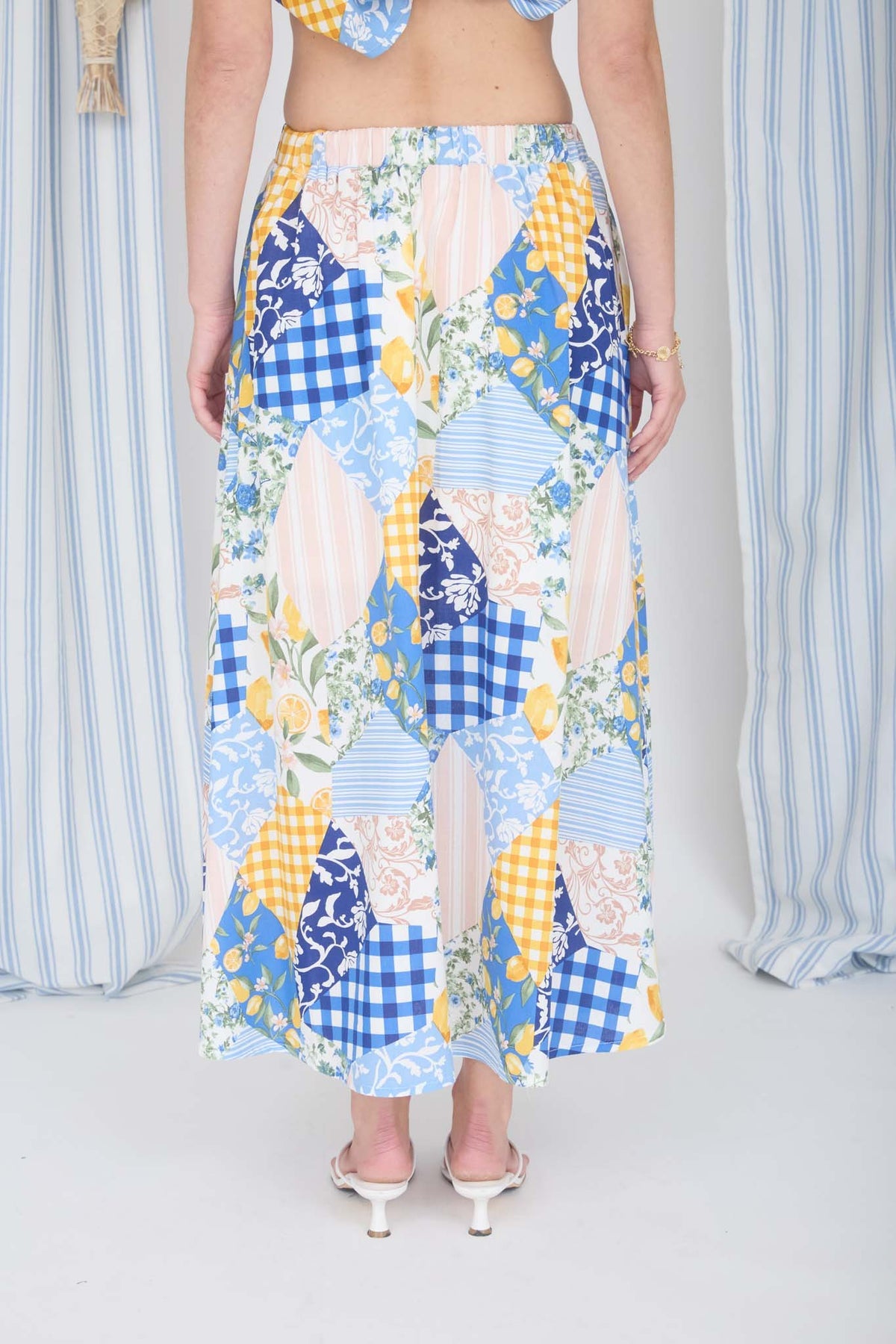 B6SX1011-B Multi Pattern Maxi Skirt
