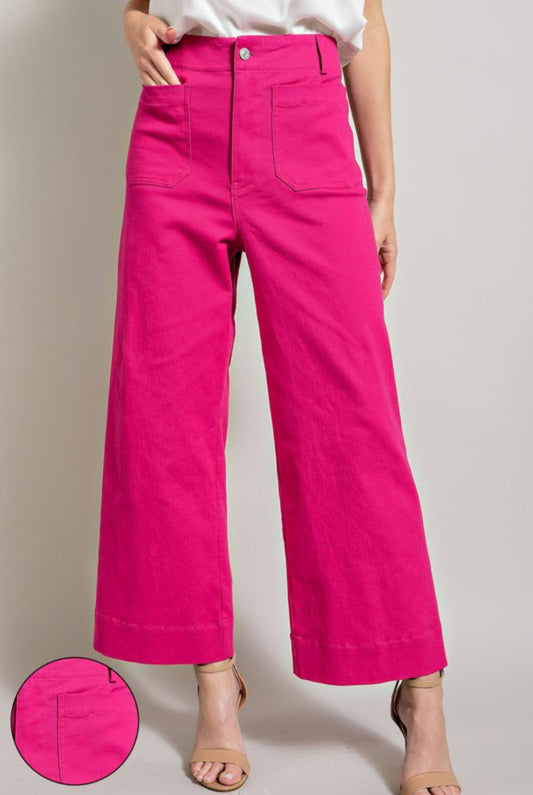 PK7618 Soft Washed Wide Leg Pants