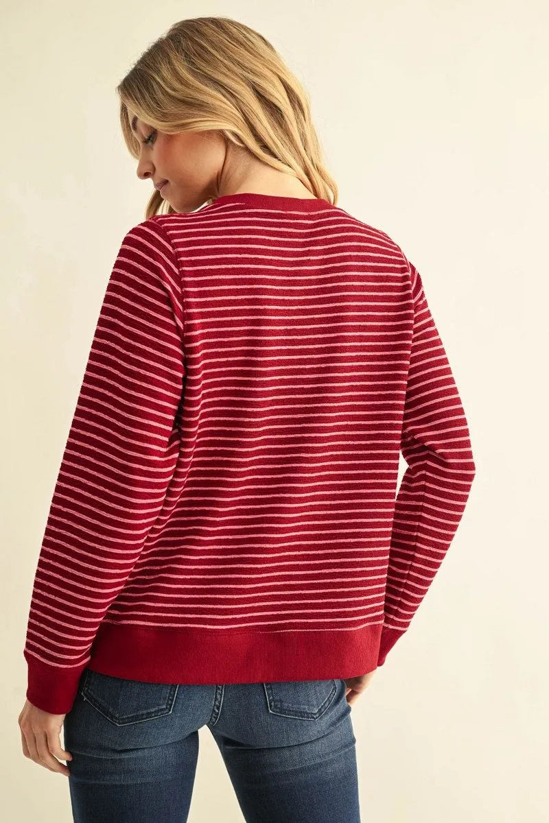 G16178 Textured Stripe Fabric Sweatshirt
