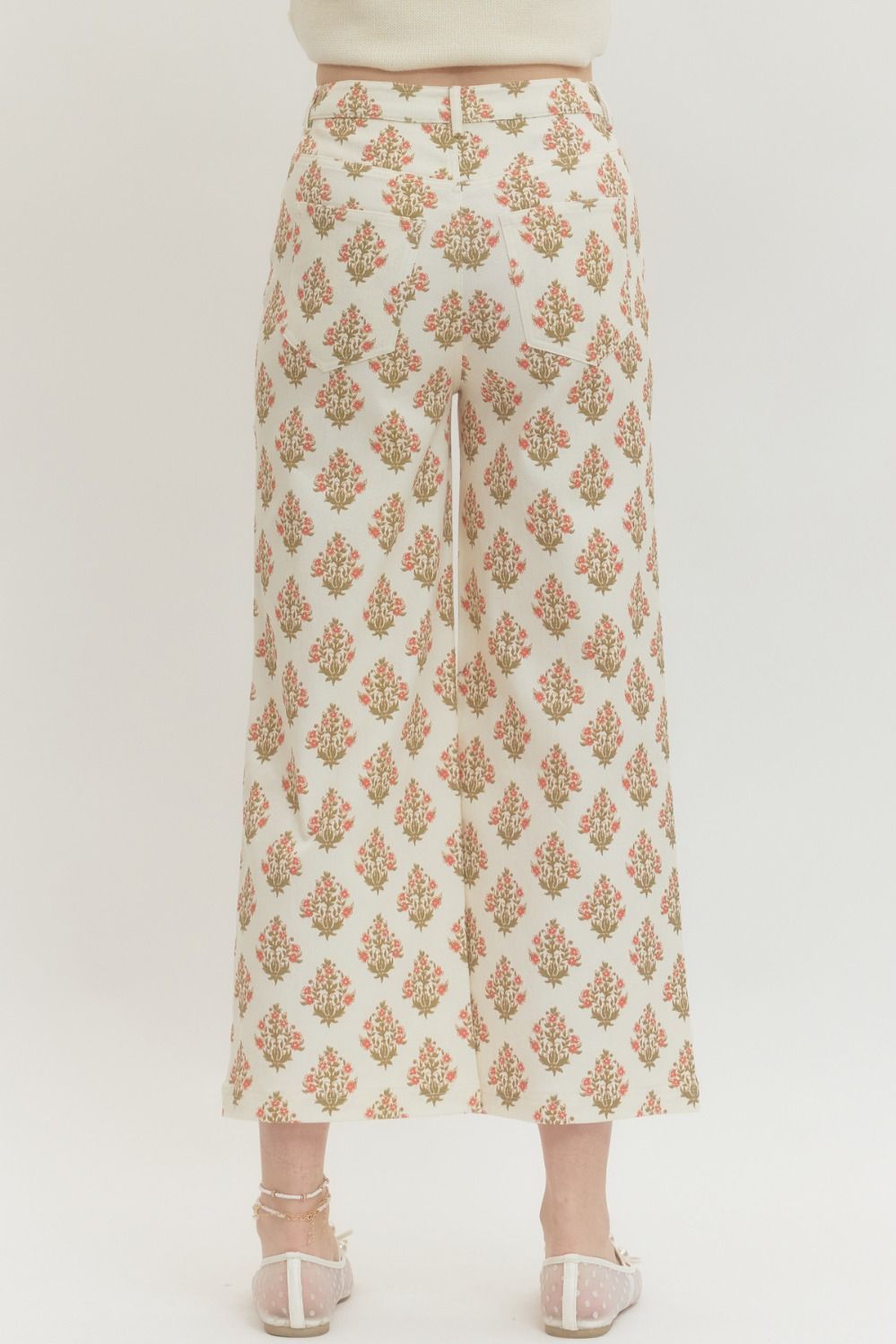 P29720 Floral Printed Straight Leg Pants