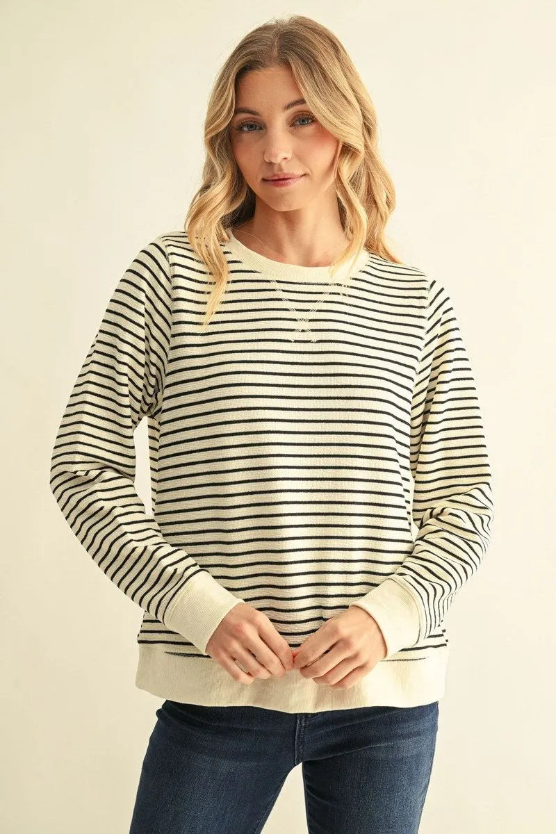 G16178 Textured Stripe Fabric Sweatshirt