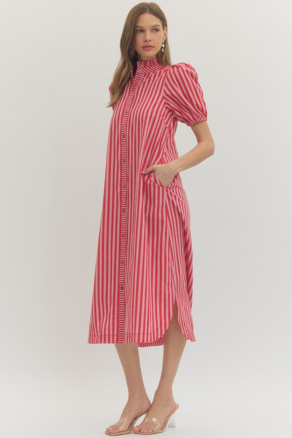 D27601 Stripe Print Midi Dress
