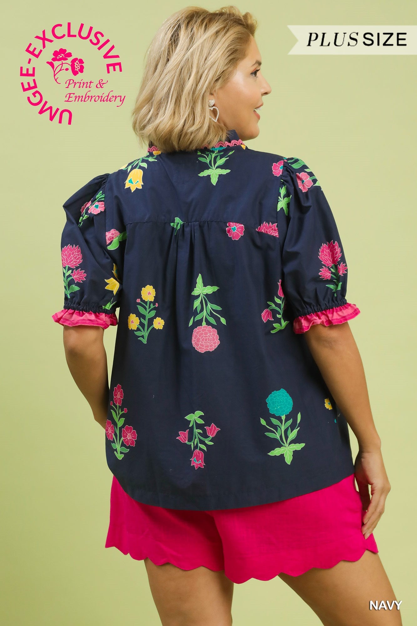 WK1468 Curvy Petal Parade Printed Top