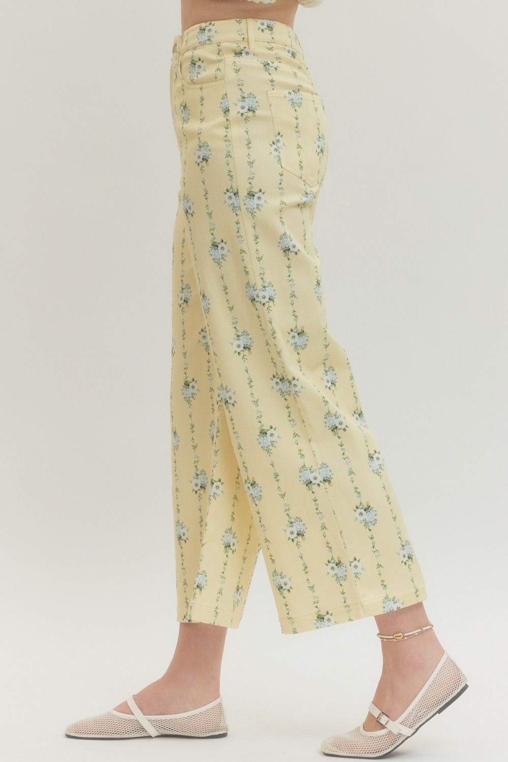 P30424 Floral Print Wide Leg Pants